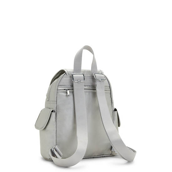 Plecaki Kipling City Pack Mini Klasyczne Metallic Srebrne | PL 1734YX